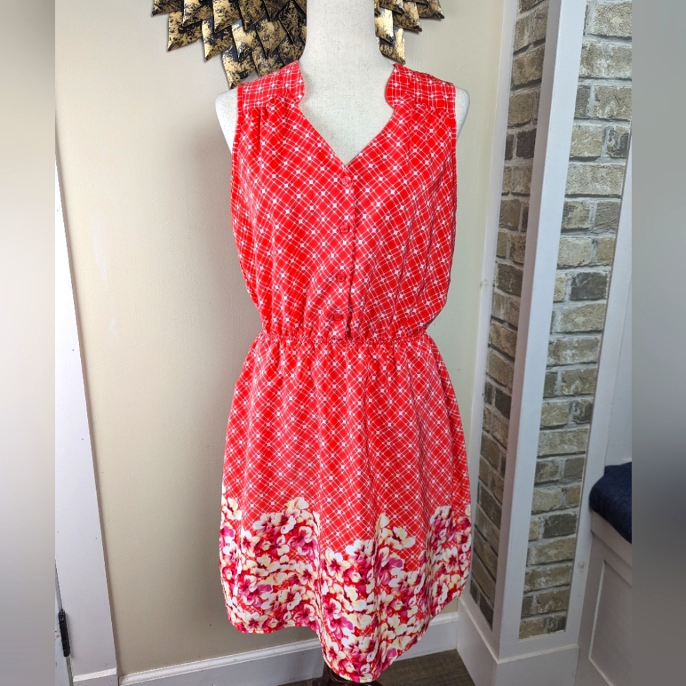 41 Hawthorn Retro Neckline Floral Patterned A Line Pockets Dress Size Medium
